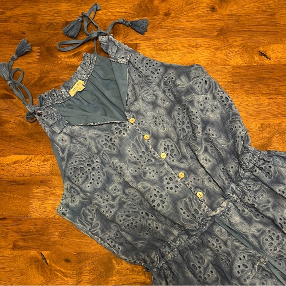 Anthropologie BTFL-Life Women's Blue Tie Dye Ruffle Mini Dress Eyelet Small - Picture 3 of 13